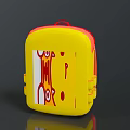 Vibrant Yellow Schoolbag With Red Accents And Front Cartoon Design