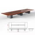 Modern Dark Brown Conference Tables With Metal Legs And Sleek Rectangular Design 3d model