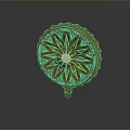 Golden Circular Clothing Accessory With Radiant Pattern And Carved Edges
