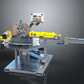 Yellow Gray Industrial Machinery With Control Panel Conveyor Belt And Mechanical Arm For Manufacturing Processing