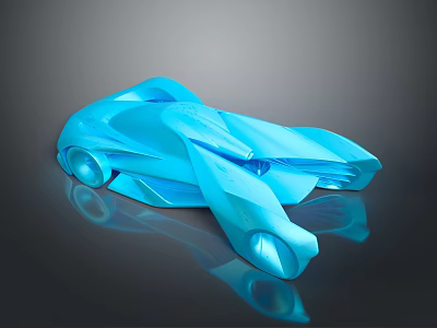 Blue Futuristic Concept Car With Sleek Aerodynamic Body And Reflective Surface 3d model