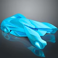 Blue Futuristic Concept Car With Sleek Aerodynamic Body And Reflective Surface