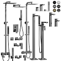 Modern Stainless Steel Shower Systems With Handheld Fixed Heads And Components