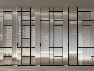 Glass door partition door art glass partition porch partition 3d model