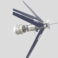 Industrial Equipment With Blue Solar Panels Rotating Blades Central Mechanical Body And Antenna