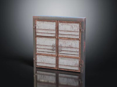 Vintage Metal Storage Cabinet With Rusted Finish And Multiple Drawers On Dark Background 3d model