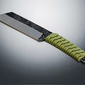 High Quality Kitchen Knife With Black Silver Textured Blade And Green Braided Handle