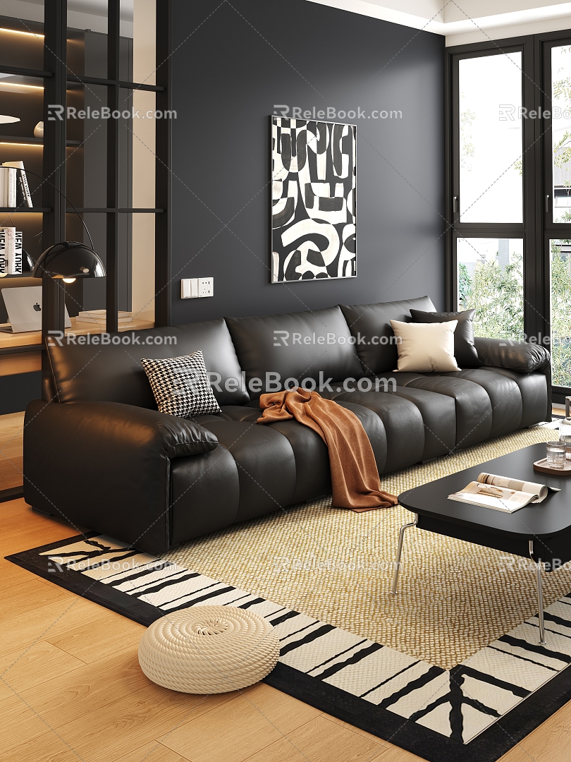 Mid-ancient style sofa coffee table combination 3d model