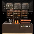 Urban Coffee Bar With Modern Design Coffee Machine And Coffee Beans 3d model