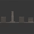 Staircase And Platform Construction Components With Concrete Steps And Square Blocks