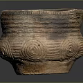 Handcrafted Clay Pot As Daily Use Item With Spiral Patterns Rough Texture And Chipped Rim