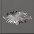 White Flower Shaped Chandelier with Delicate Petals and Illuminated Bulb Modern Artistic Home Lighting