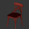 Modern Industrial Dining Chair With Brown Leather Seat And Cross Black Metal Frame