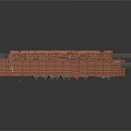 Industrial Equipment With Red Brick Structure Metal Frame Pipes And Elongated Design
