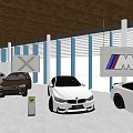 4S Car Dealership Showroom Interior With Vehicle Displays Reception Area And Lighting