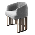 Modern Gray Upholstered Chair With Curved Backrest And Metal Legs Design