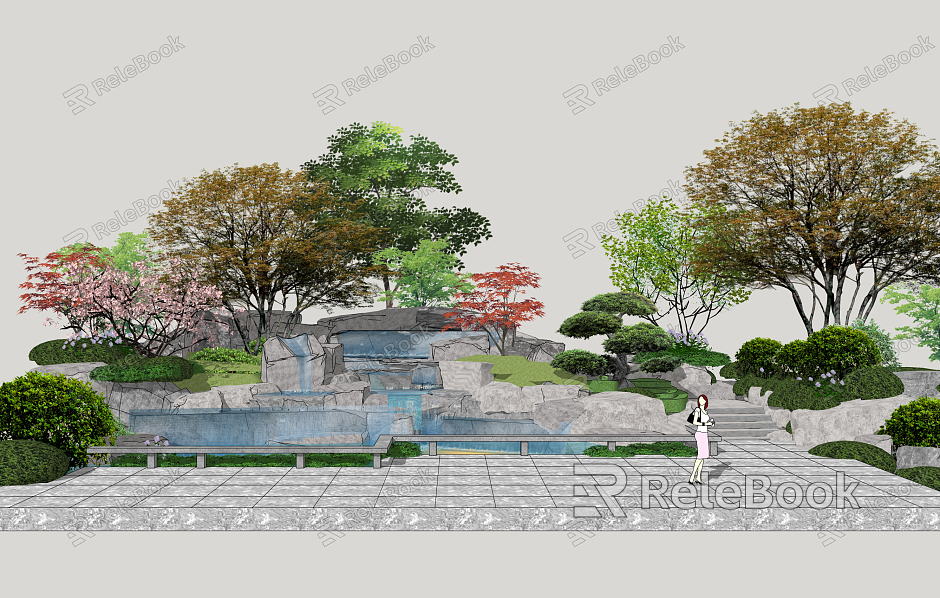 Modern garden landscape garden rockery waterscape model