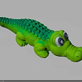 Green Crocodile Shaped Kids Chair With Textured Surface And Big Eyes