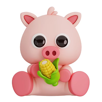 Cute Pink Reptile Stuffed Doll Holding Fresh Corn In Its Paws 3d model Cute Pink Reptile Stuffed Doll Holding Fresh Corn In Its Paws 3d model