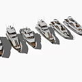 Multiple Luxury Yachts Docked Side by Side With Sleek Design and White Hull
