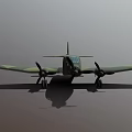 Green Camouflage Military Aircraft With Black Cross Markings And Propeller Engines