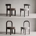 Modern Minimalist Leisure Chair With Curved Backrest Brown Gray Velvet Design