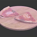 Two Fresh Pizza Slices With Tomato Sauce Cheese And Basil On Wooden Cutting Board