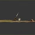 Modern Railroad Model Scene With Rustic Tracks Wooden Ties Gravel And Grass