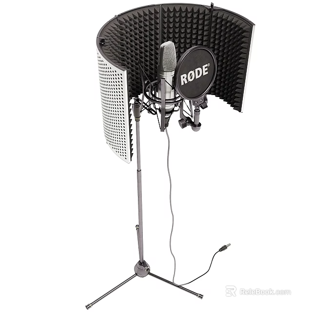 Professional Headphone Speaker System With RODE Microphone Stand And Pop Filter 3d model 