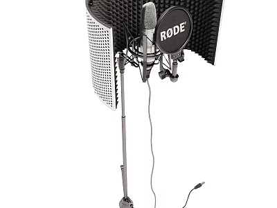 Professional Headphone Speaker System With RODE Microphone Stand And Pop Filter 3d model