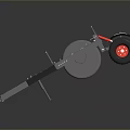Heavy Duty Road Roller With Red Drum And Reflective Strips On Metal Frame