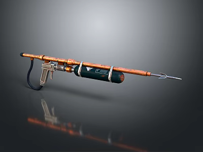 Orange And Black Weapon With Metal Barrel Grip And Cylindrical Tank Design 3d model