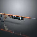 Orange And Black Weapon With Metal Barrel Grip And Cylindrical Tank Design
