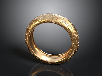 Shiny Gold Bracelet Featuring Intricate Carved Patterns And Reflective Surface 3d model