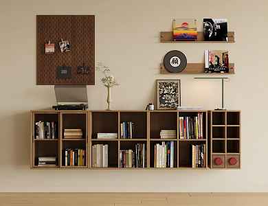 Vintage Bookcase Middle Ancient Side Cabinet 3d model