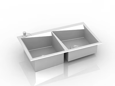 Stainless Steel Double Bowl Kitchen Sink With Modern Design And Sleek Finish 3d model