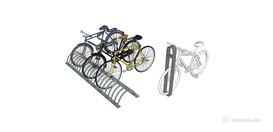 Outdoor Bicycle Parking Rack Design With Multiple Bikes And Metal Stand 3d model 