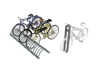 Outdoor Bicycle Parking Rack Design With Multiple Bikes And Metal Stand 3d model