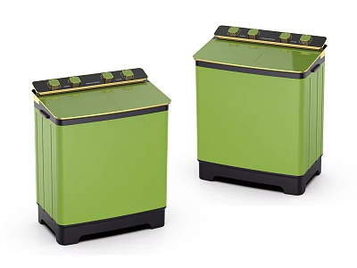 Green Twin Tub Washing Machines With Modern Design And Black Base 3d model