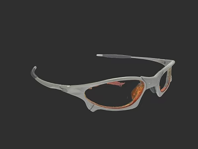 Silver Frame Sports Sunglasses With Red Brown Gradient Lenses On Black Background 3d model