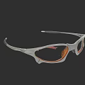 Silver Frame Sports Sunglasses With Red Brown Gradient Lenses On Black Background