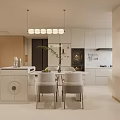 Modern Living and Dining Room Interior With Dining Table Chairs and Pendant Lights
