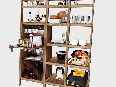 Bathroom Cabinet Rack With Wooden Multilayer Shelves For Toiletries And Towel Storage 3d model