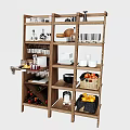 Bathroom Cabinet Rack With Wooden Multilayer Shelves For Toiletries And Towel Storage