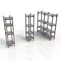 Three Metal Shelves In Different Sizes With Open Tier Design For Storage
