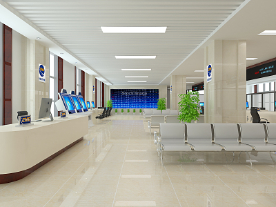 Modern Hall Medical Insurance Government Affairs Hall 3d model