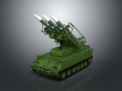 Green Military Armored Tank Equipped With Multiple Missile Launchers And Tracks 3d model