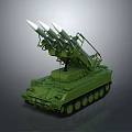 Green Military Armored Tank Equipped With Multiple Missile Launchers And Tracks