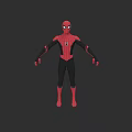 Spider Man Superhero Character In Red And Black Suit With Iconic Logo Design