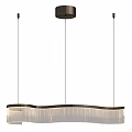 Modern Linear Pendant Light Design With Black Frame And White Striped Shade 3d model